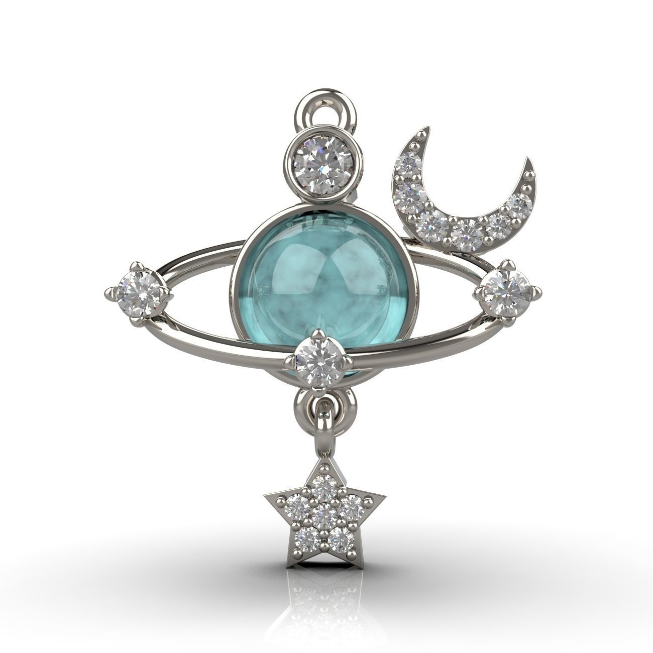 Pendant planet moon star 3D print model_7