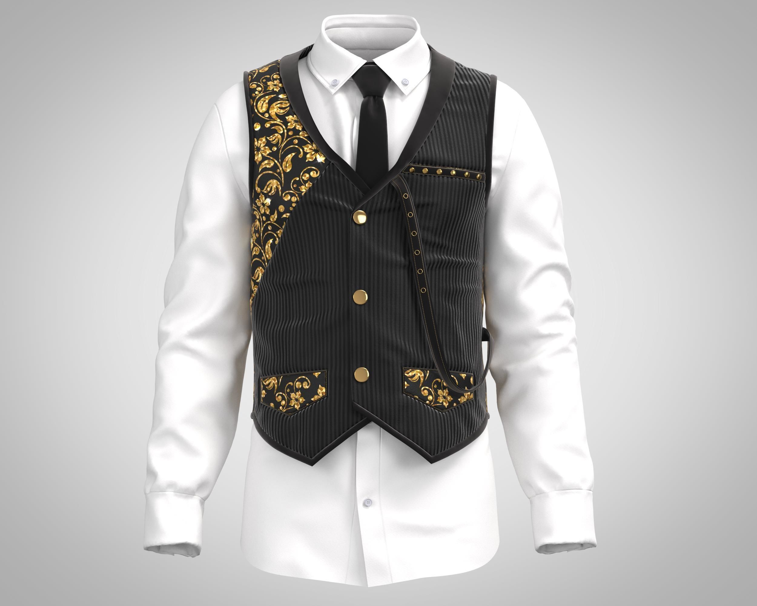 5 Men Vest  3D model_11