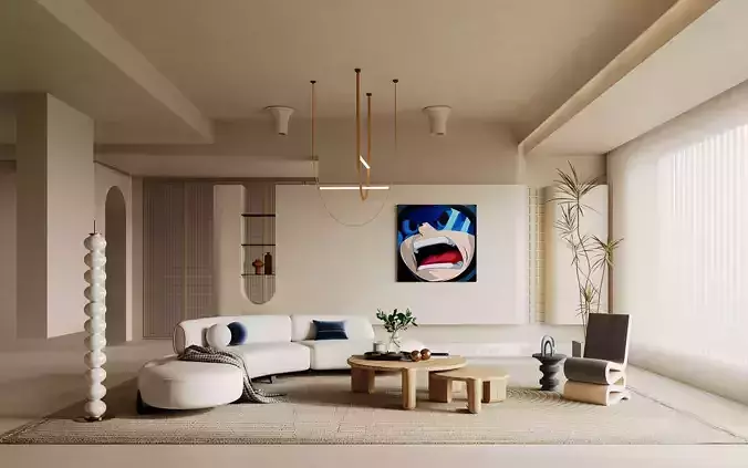 living room Corona Renderer 3D model 3D model