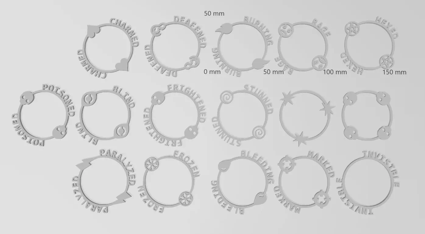 Simple TTRPG Condition Rings 3D print model