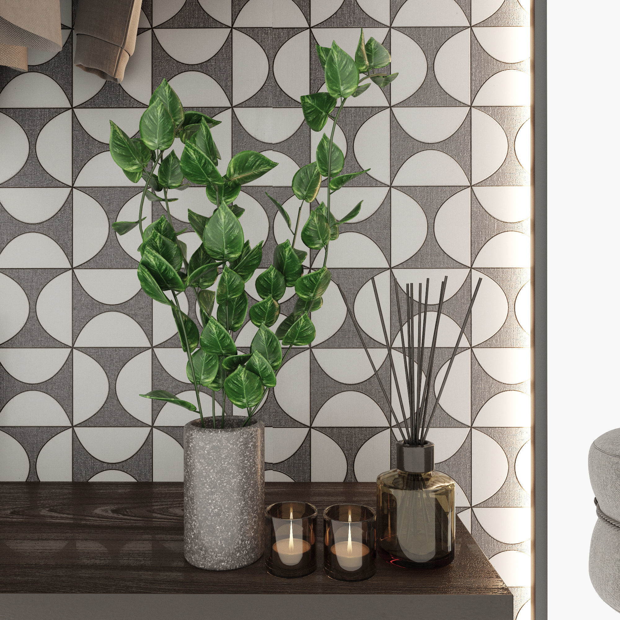 Hallway closet with clothes and shoes 3D model_4