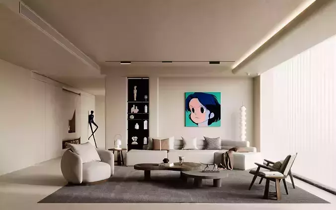 living room Corona Renderer 3D model 3D model