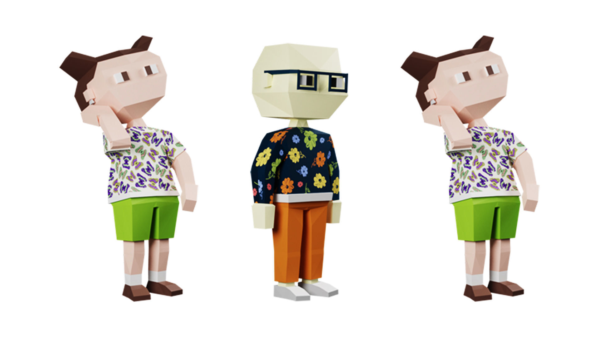 Low poly characters 02 pack 3d model Low-poly 3D model_20