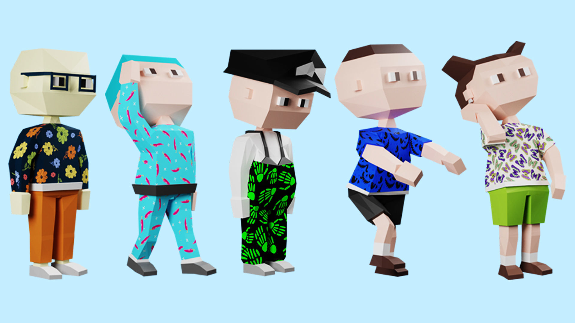 Low poly characters 02 pack 3d model Low-poly 3D model_9