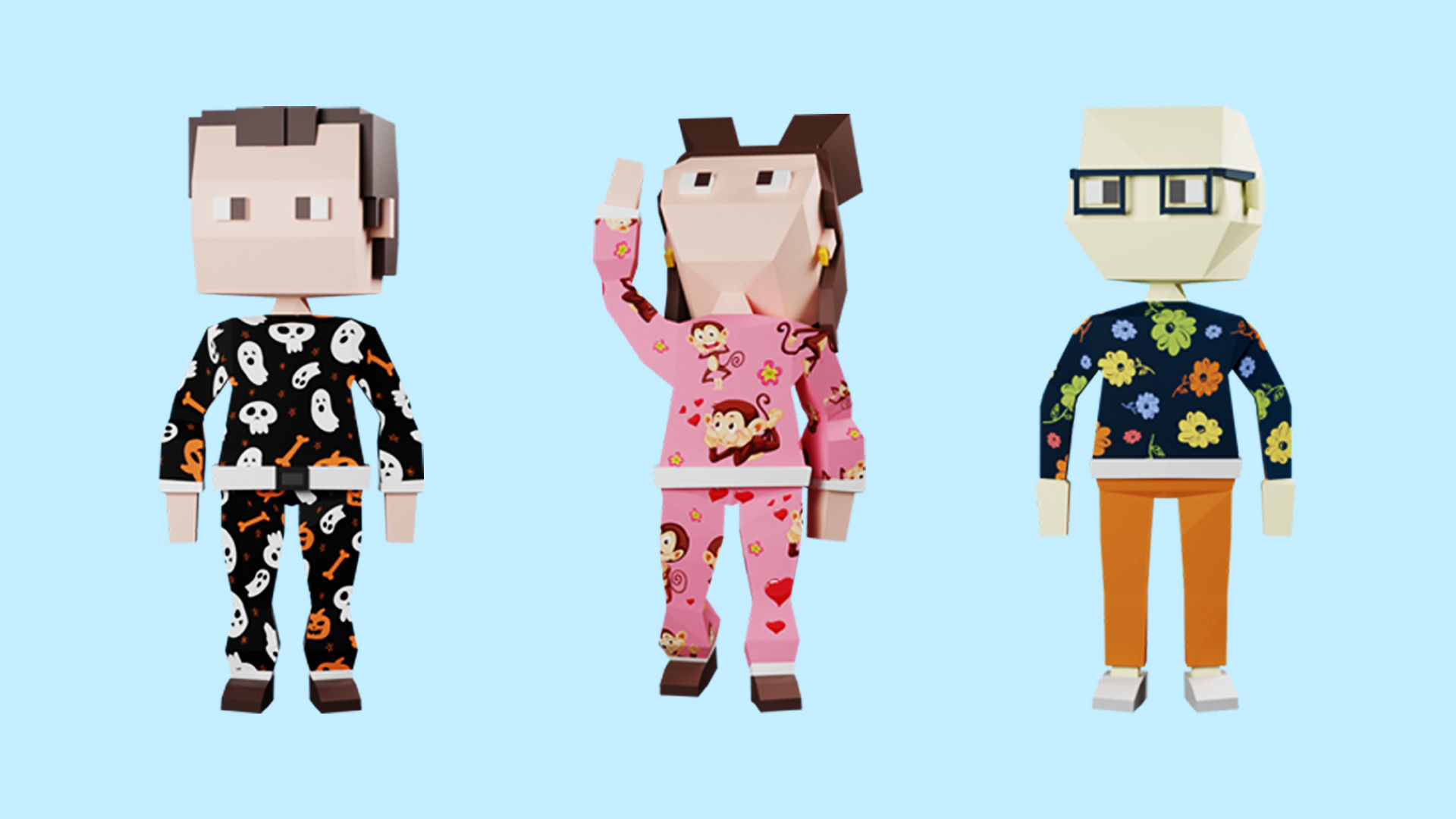 Low poly characters 02 pack 3d model Low-poly 3D model_16