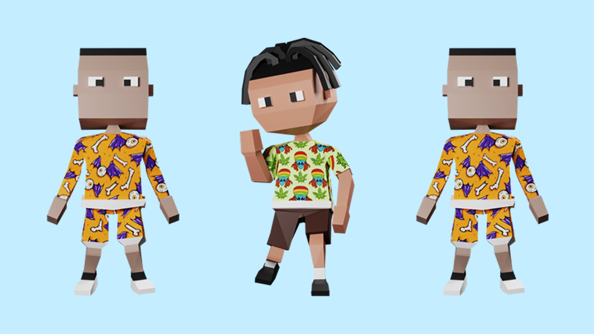 Low poly characters 02 pack 3d model Low-poly 3D model_17