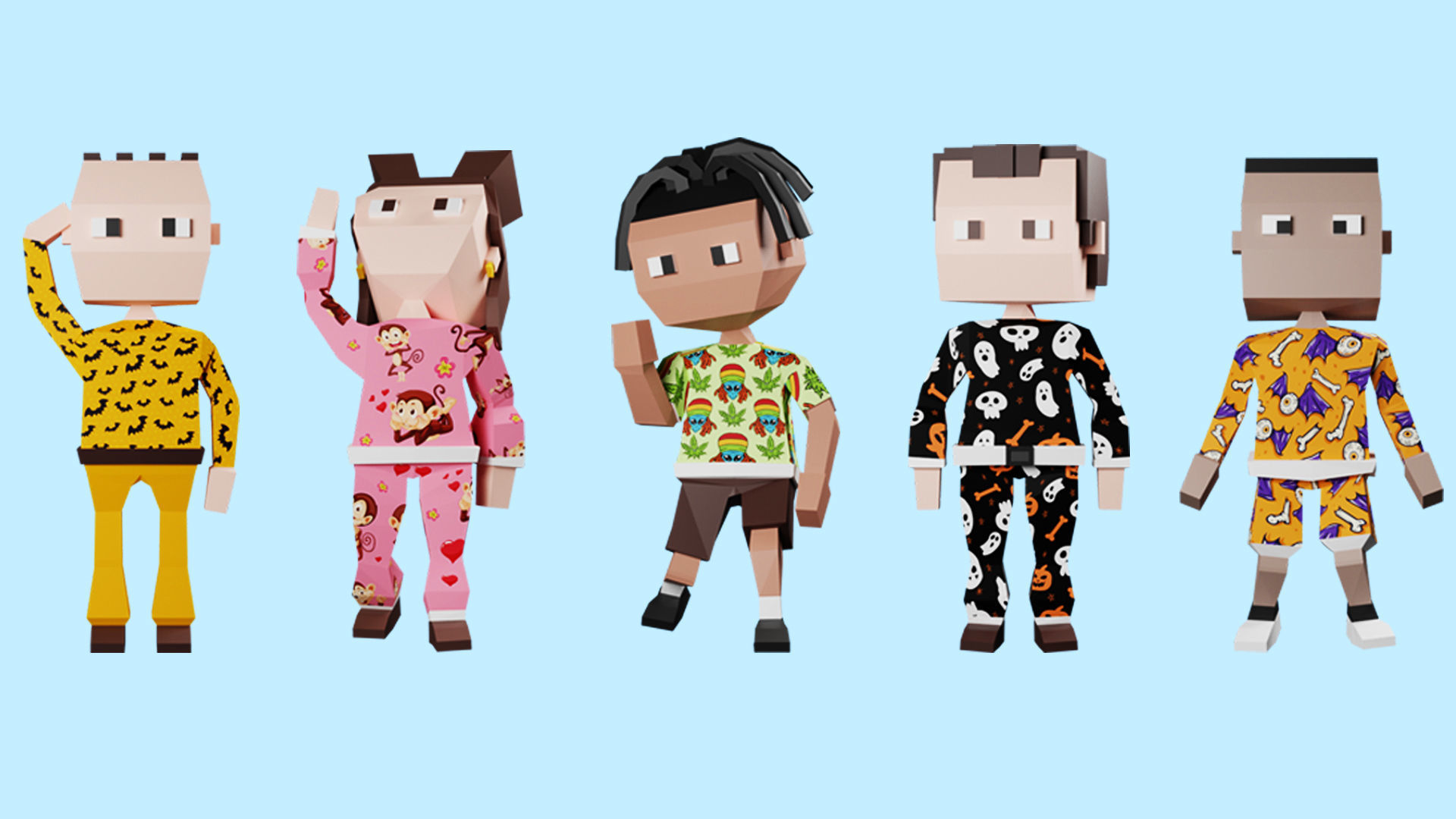 Low poly characters 02 pack 3d model Low-poly 3D model_2