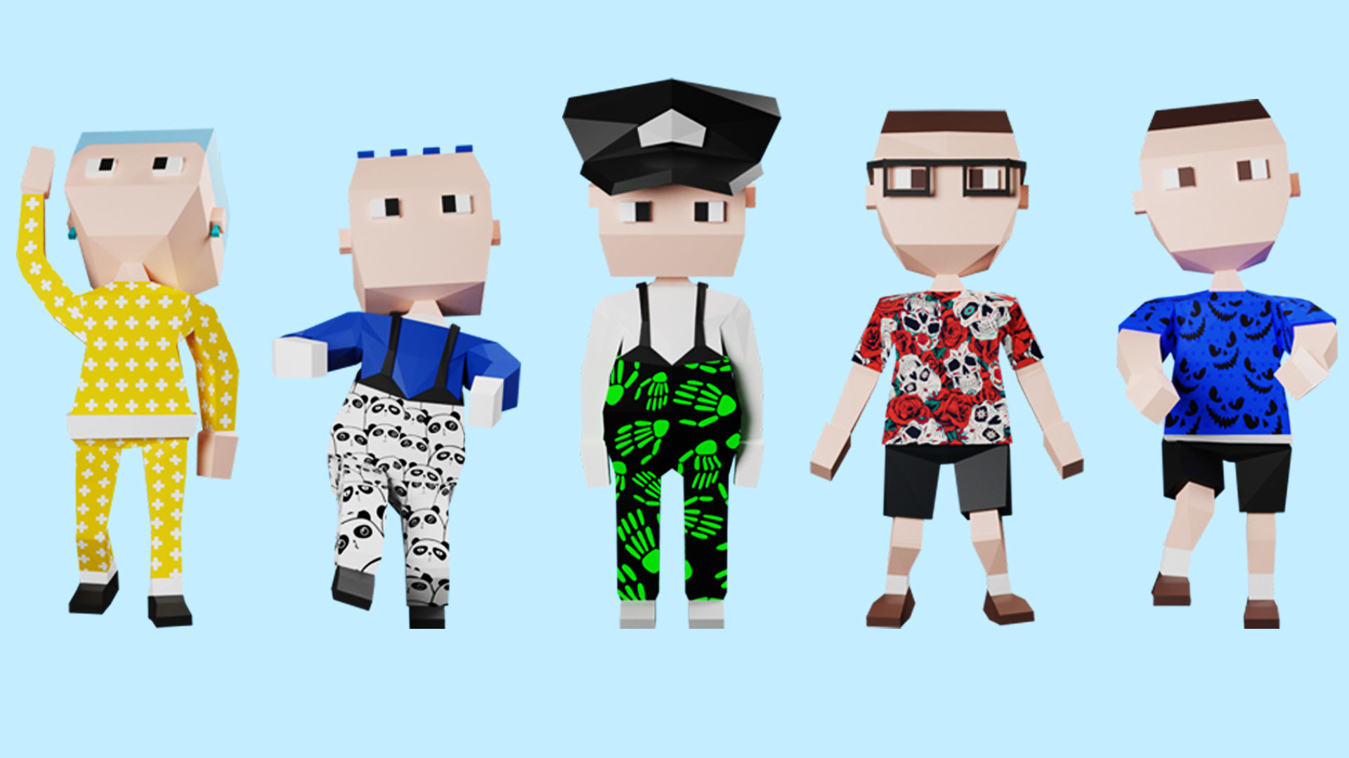 Low poly characters 02 pack 3d model Low-poly 3D model_6