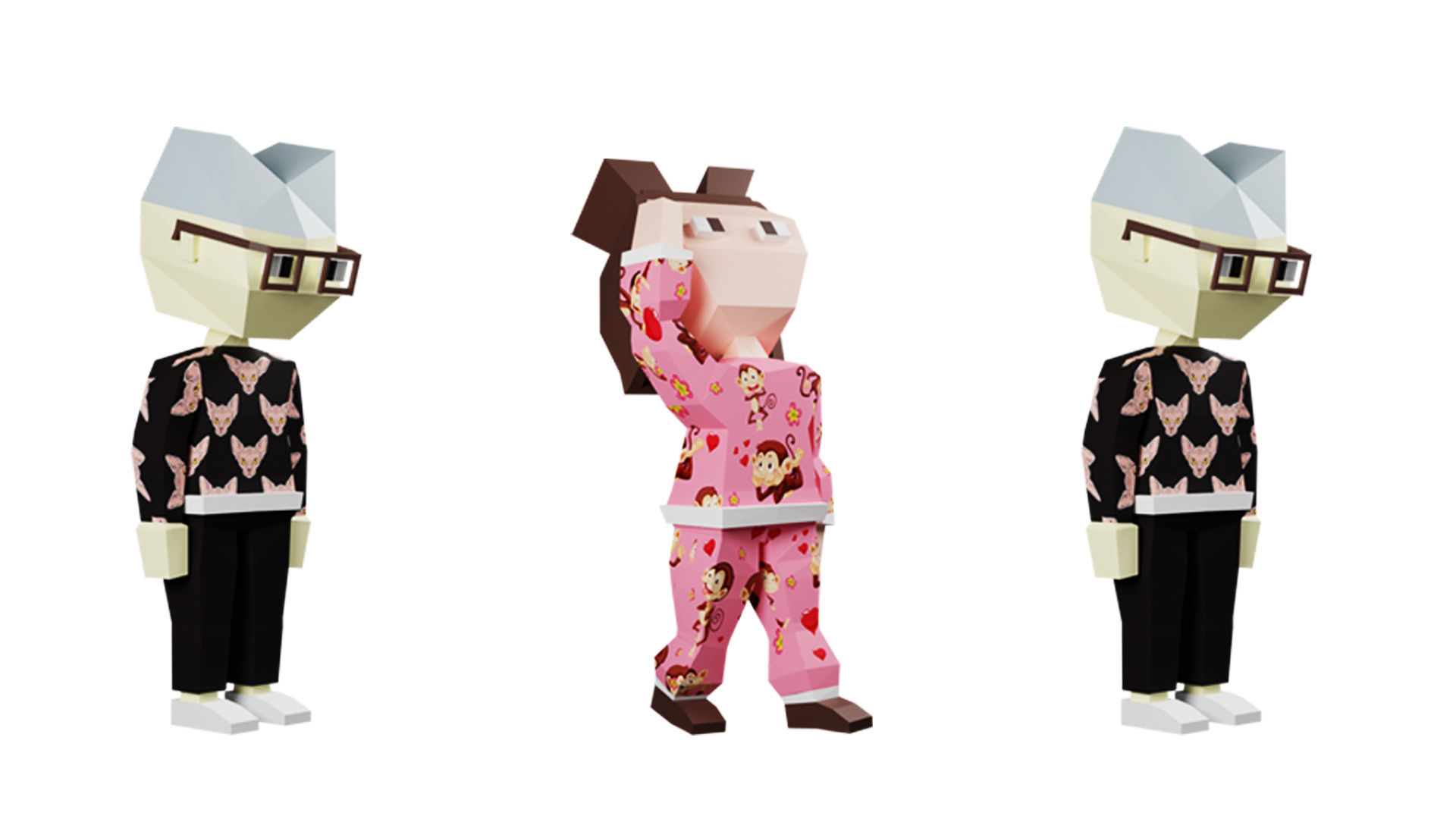 Low poly characters 02 pack 3d model Low-poly 3D model_22