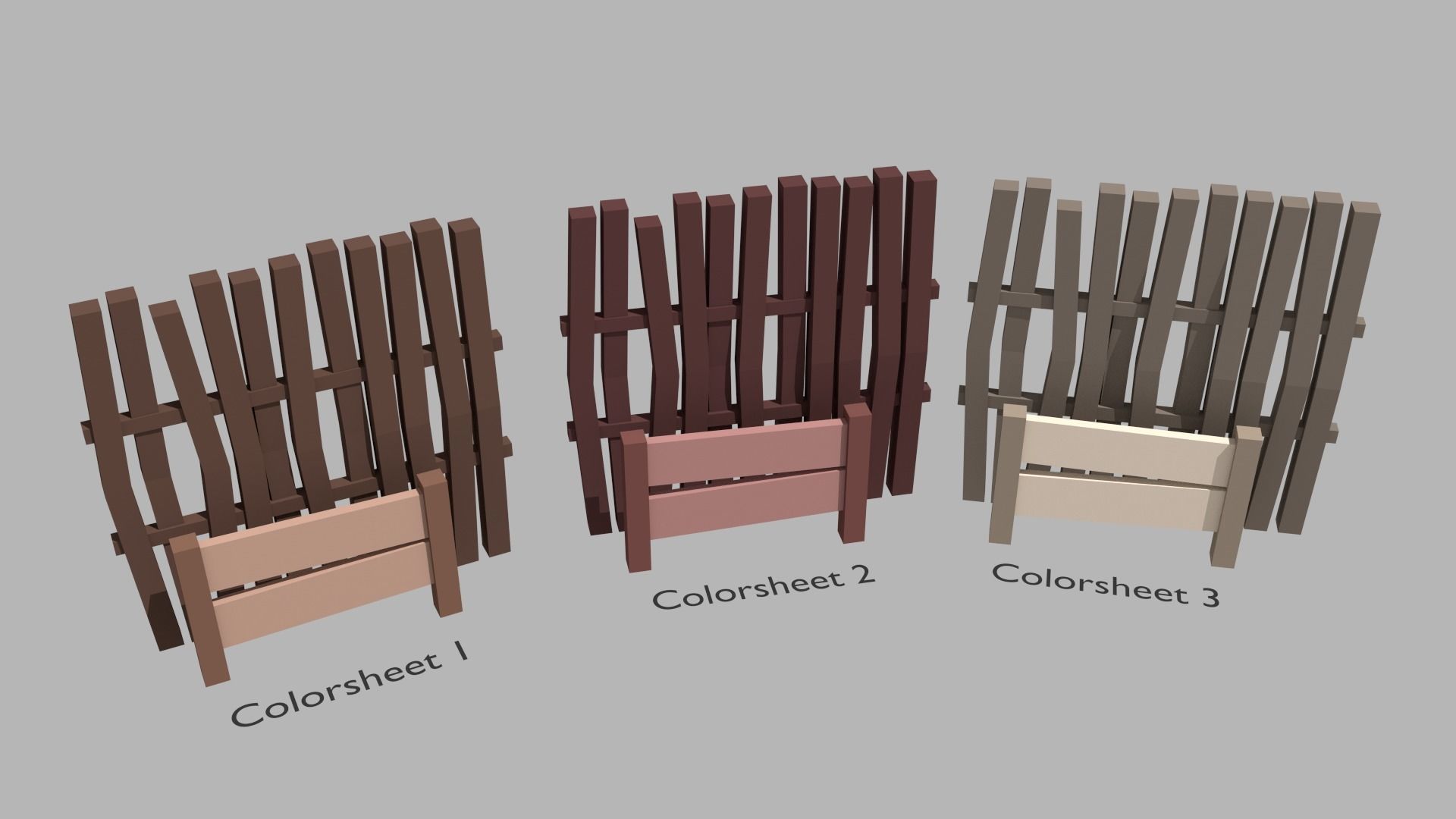 Low Poly Fence Pack Free low-poly 3D model_5