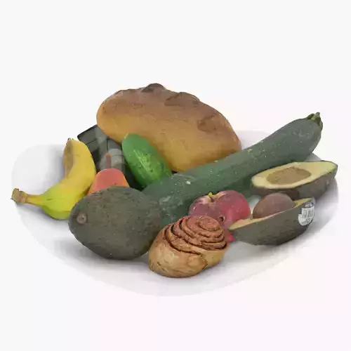Varied Food Collection Free low-poly 3D model