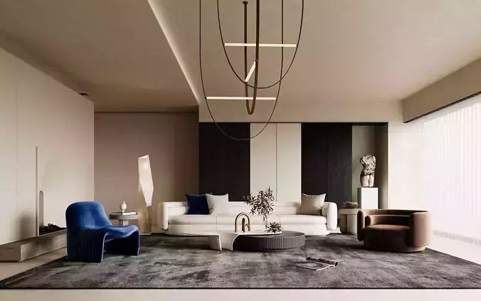 living room Corona Renderer 3D model 3D model 3D model