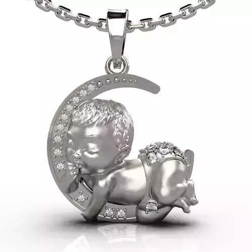 Pendant baby on the moon
