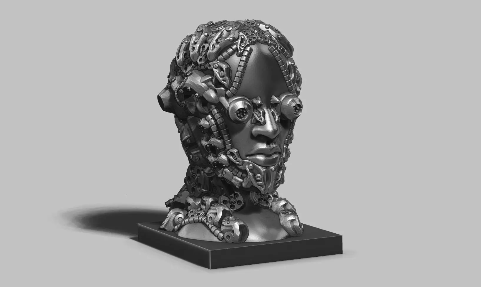 human robot head bust a02 3d print model 3D print model