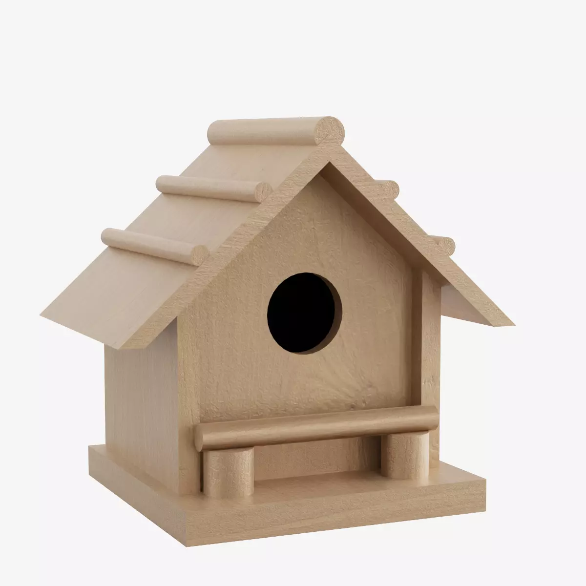 Wooden Birdhouse Low-poly 3D model_0