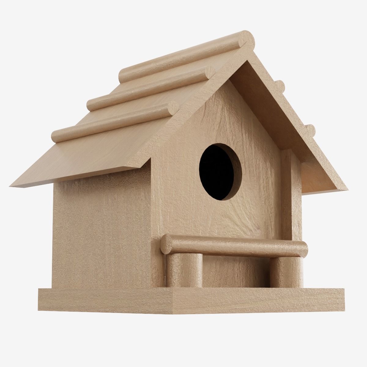 Wooden Birdhouse Low-poly 3D model_3