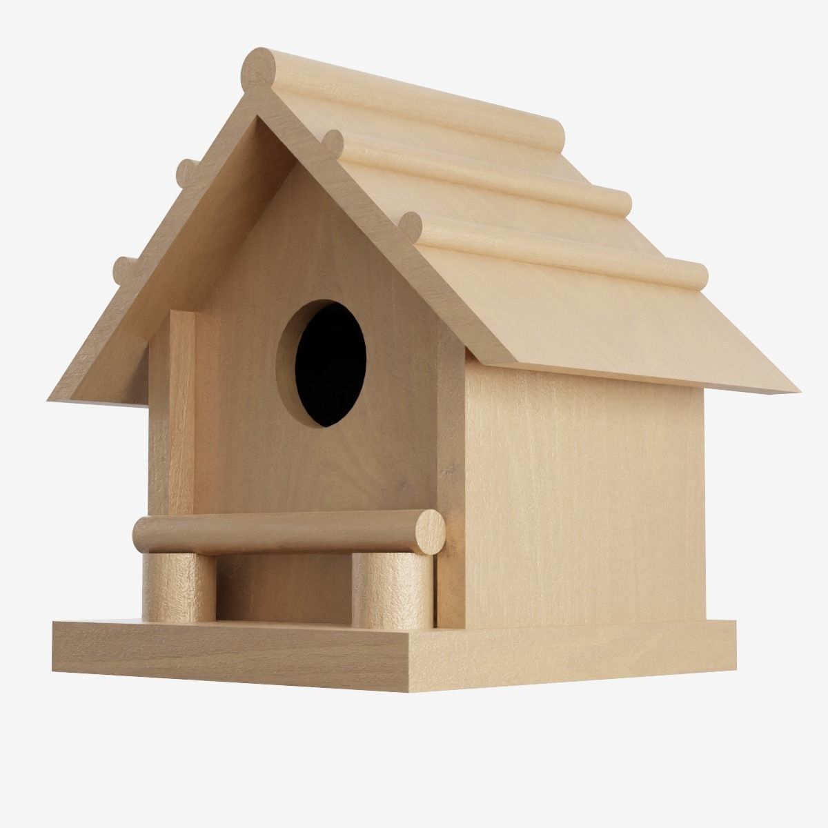 Wooden Birdhouse Low-poly 3D model_9