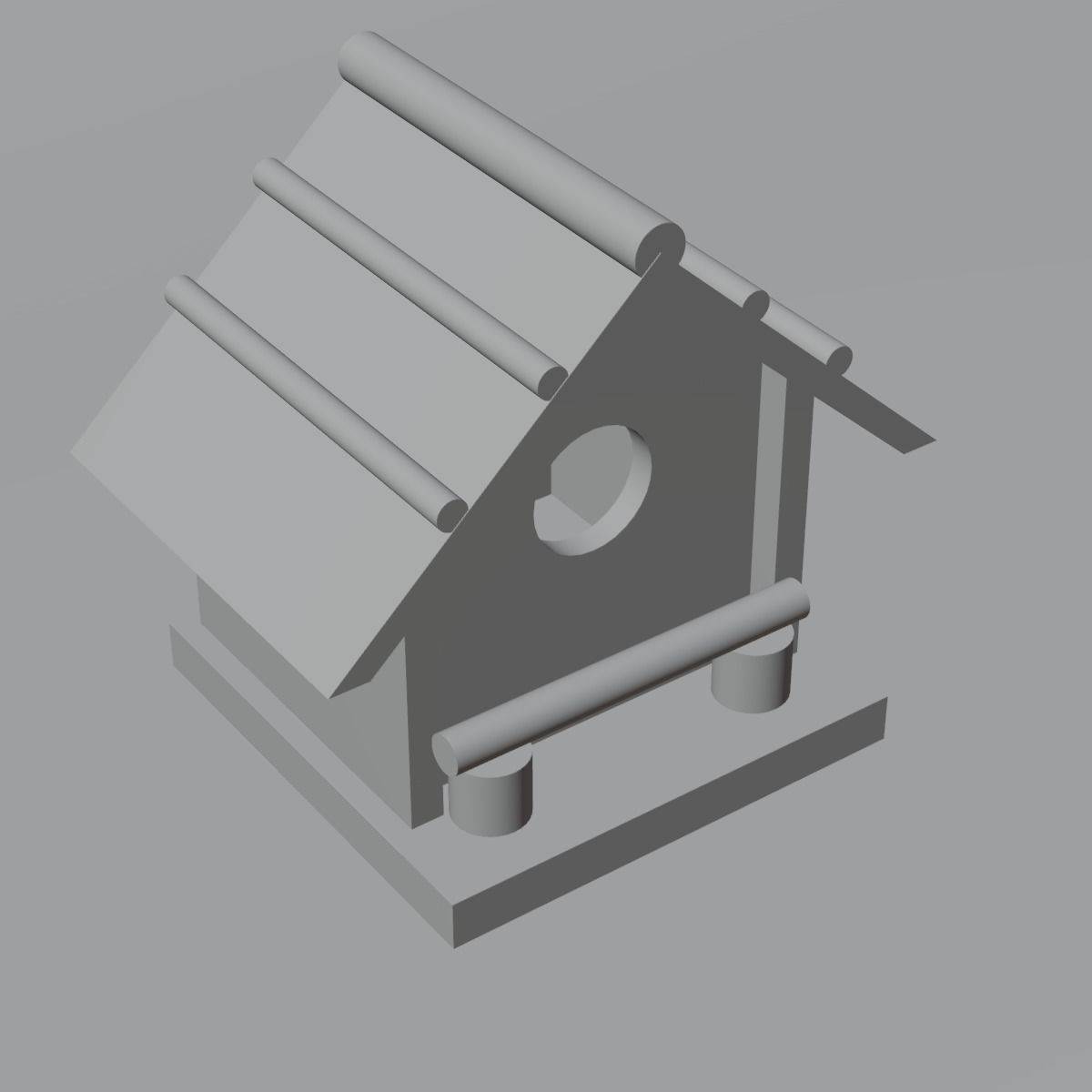 Wooden Birdhouse Low-poly 3D model_10