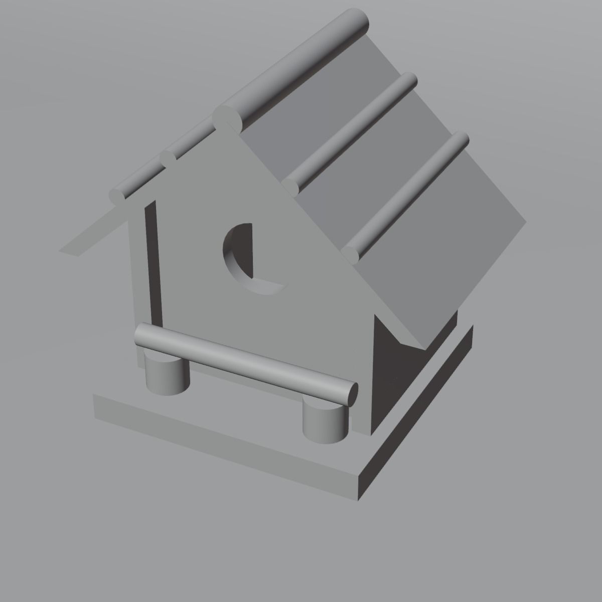 Wooden Birdhouse Low-poly 3D model_11