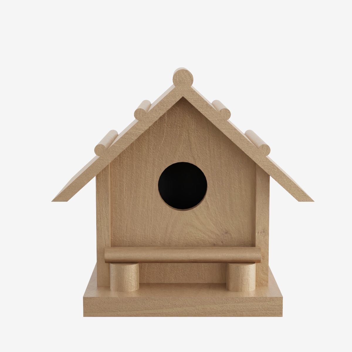 Wooden Birdhouse Low-poly 3D model_1