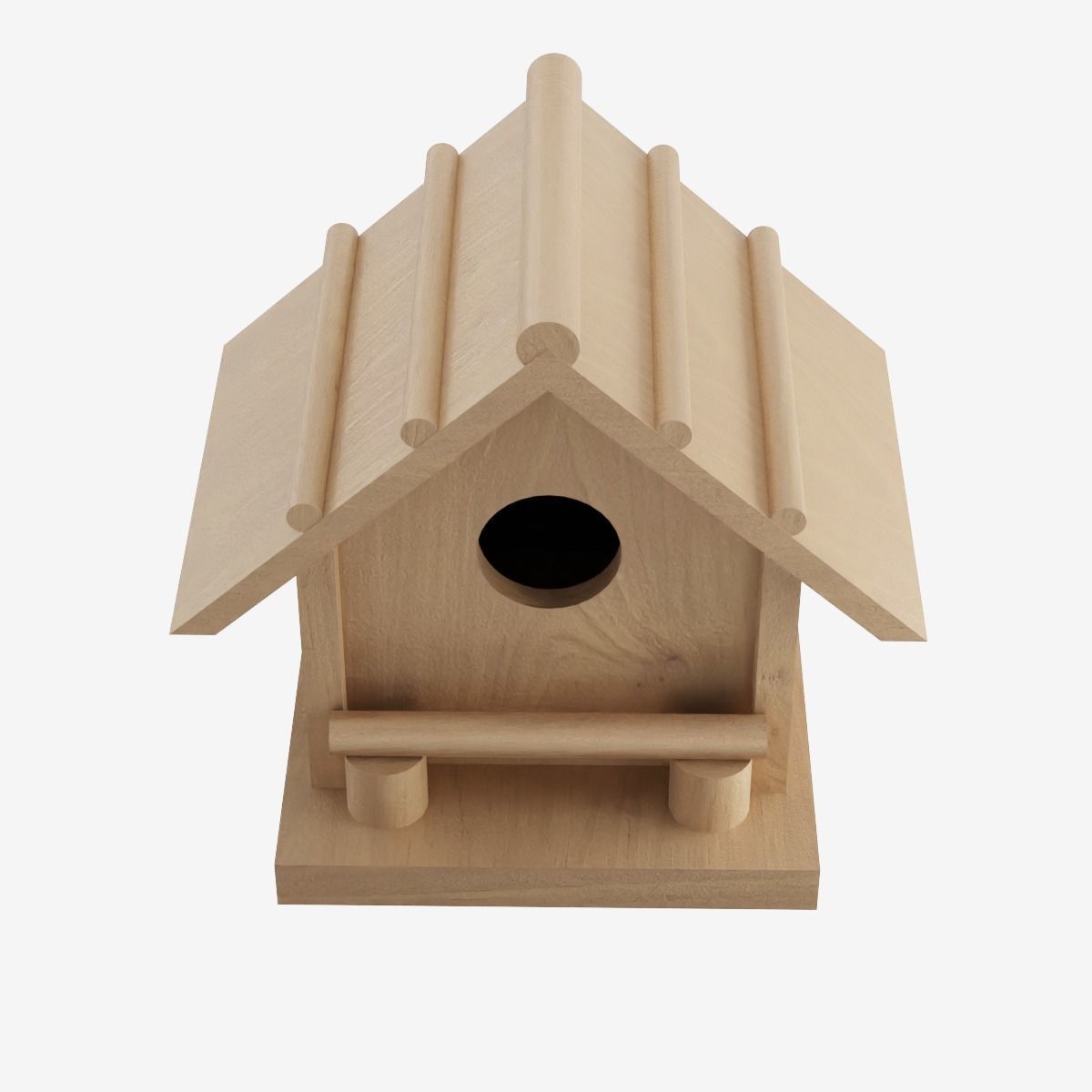 Wooden Birdhouse Low-poly 3D model_7