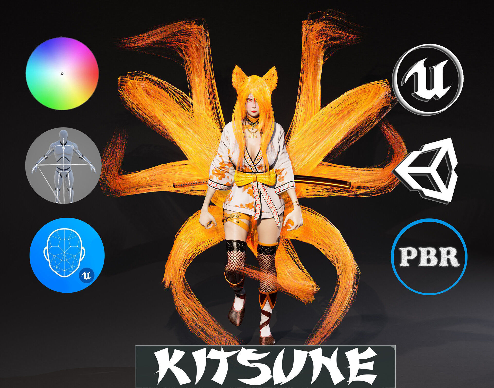 Kitsune Low-poly 3D model_15