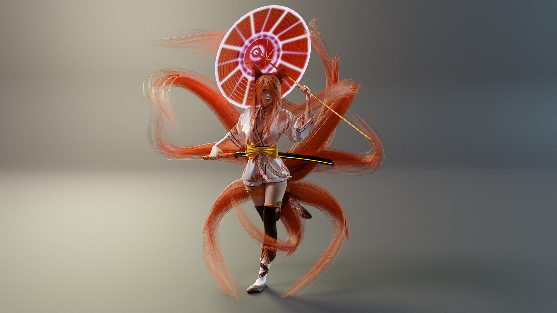 Kitsune Low-poly 3D model_3