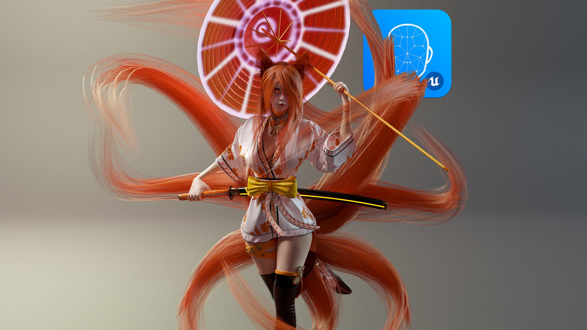 Kitsune Low-poly 3D model_2