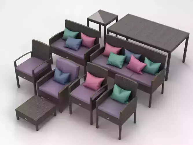 Rattan Garden Furniture Set 002 3D model