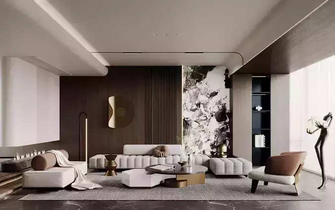 living room V-Ray Renderer 3D model