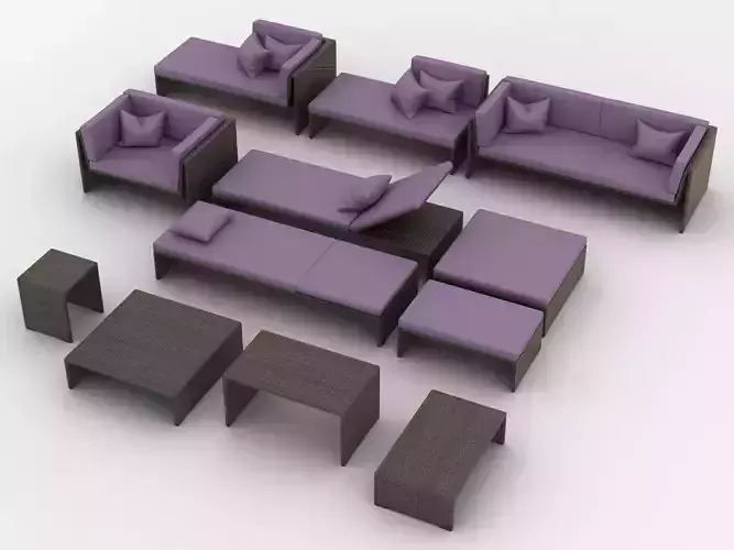 Viteo Slim Line Garden Furniture Set 3D model