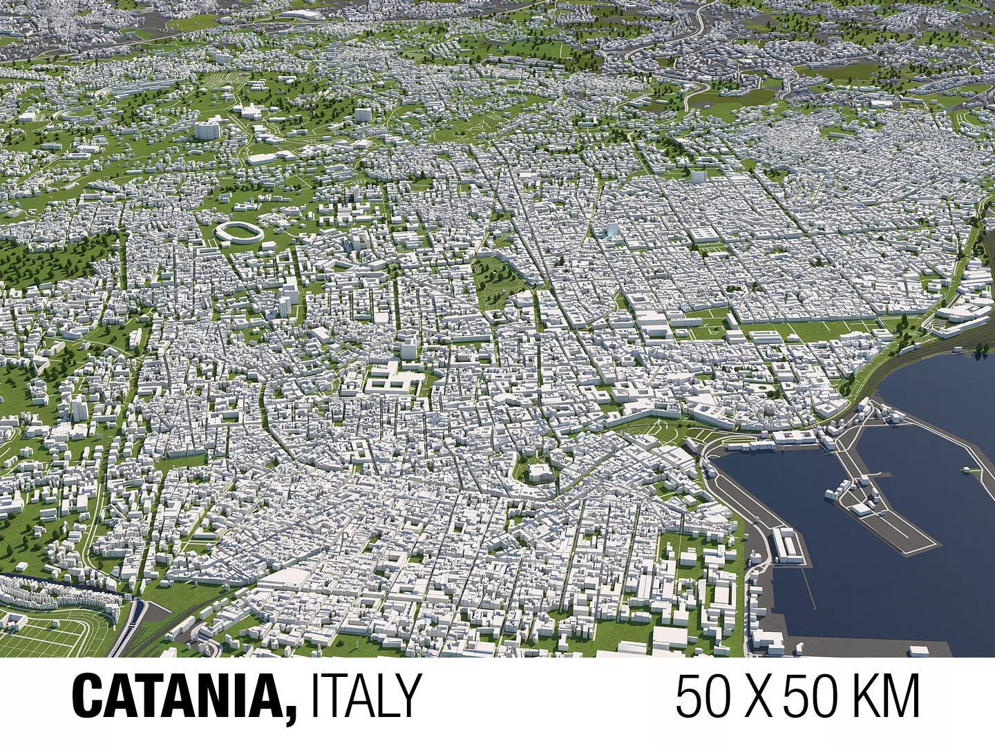 Catania Italy 50x50km City Map 3D Model 3D model_0