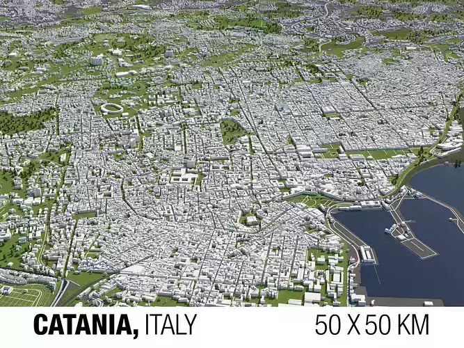 Catania Italy 50x50km City Map 3D Model 3D model