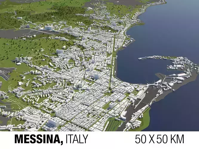 Messina Italy 50x50km City Map 3D Model 3D model