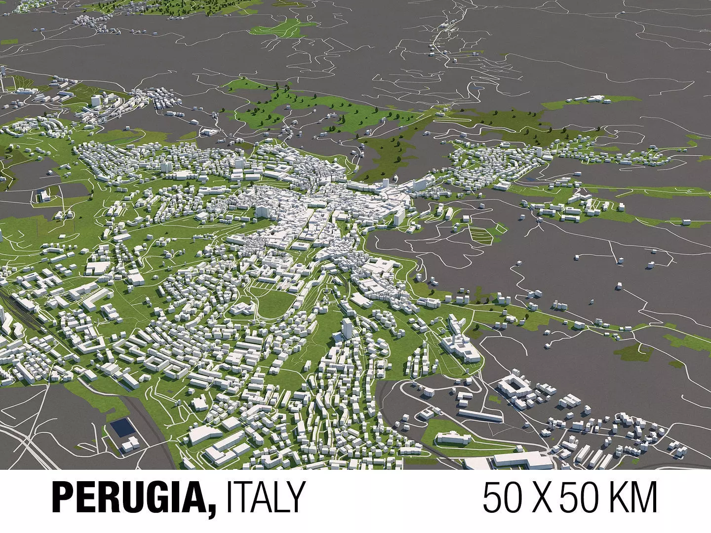 Perugia Italy 50x50km City Map 3D Model 3D model_0