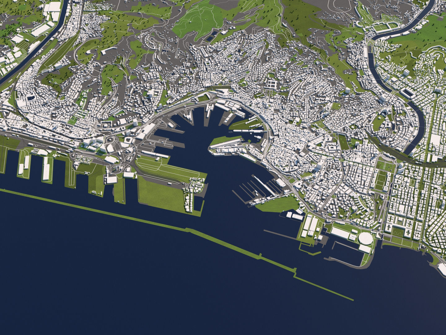 Genoa Italy 50x50km City Map 3D Model 3D model_5