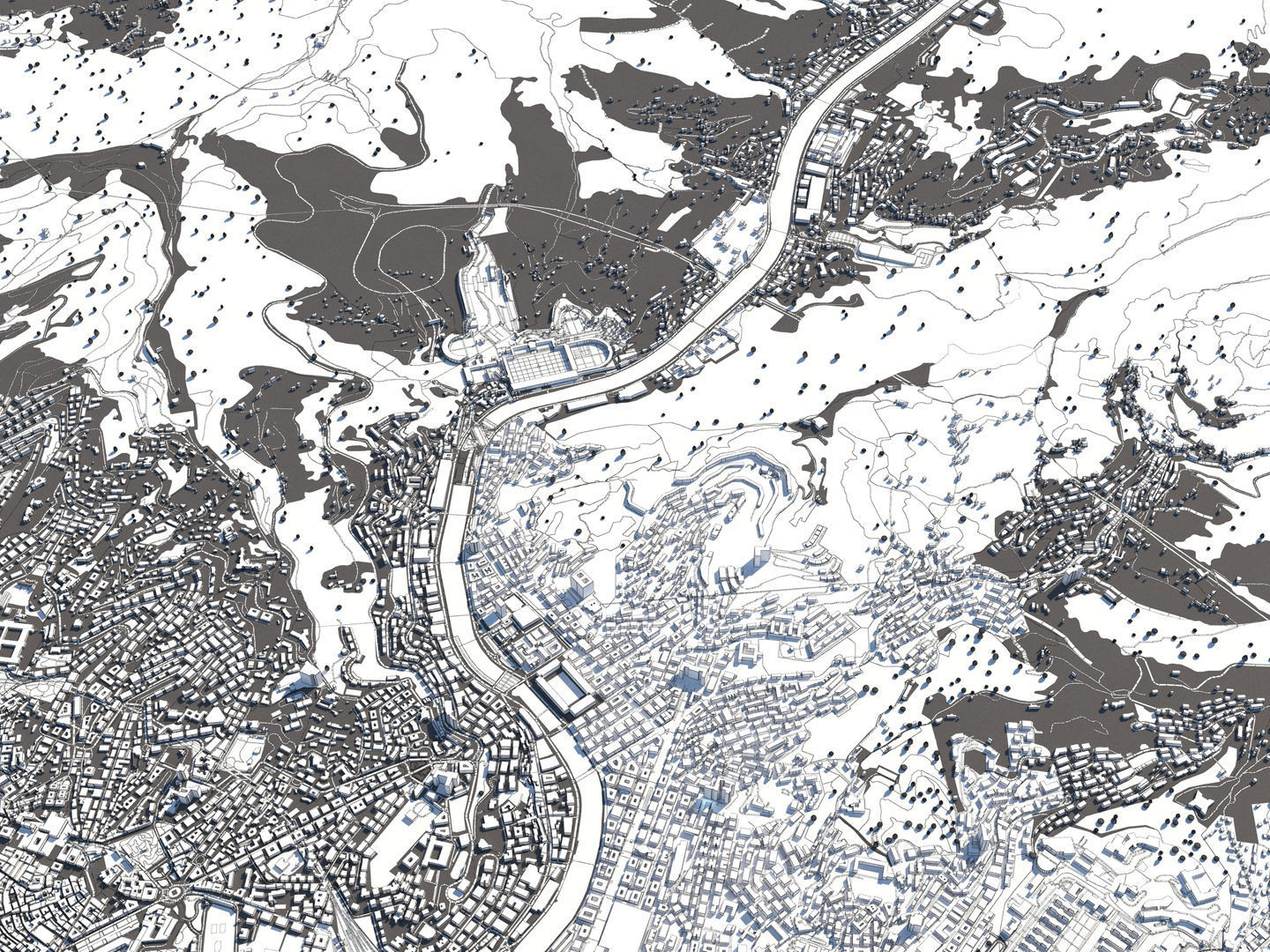 Genoa Italy 50x50km City Map 3D Model 3D model_22