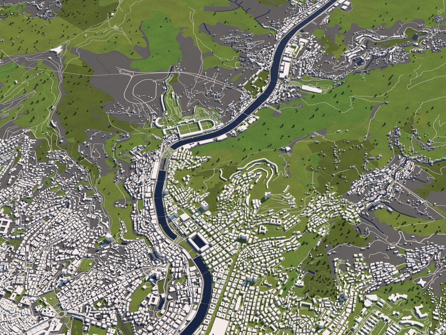 Genoa Italy 50x50km City Map 3D Model 3D model_3