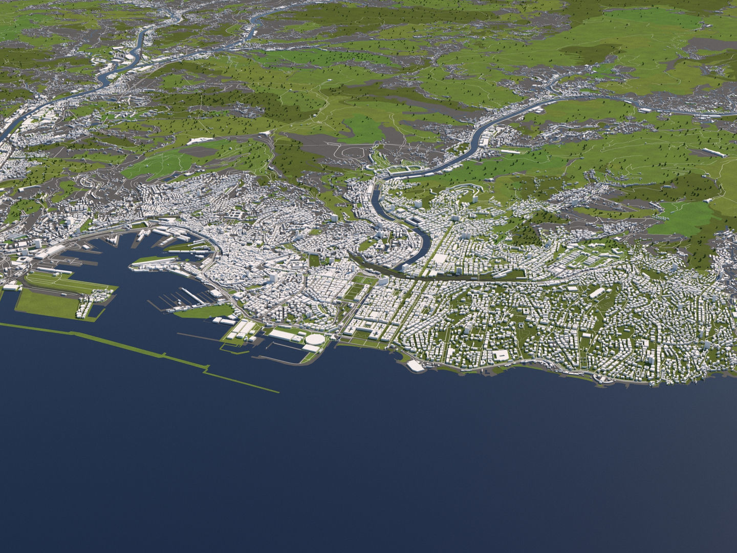 Genoa Italy 50x50km City Map 3D Model 3D model_2