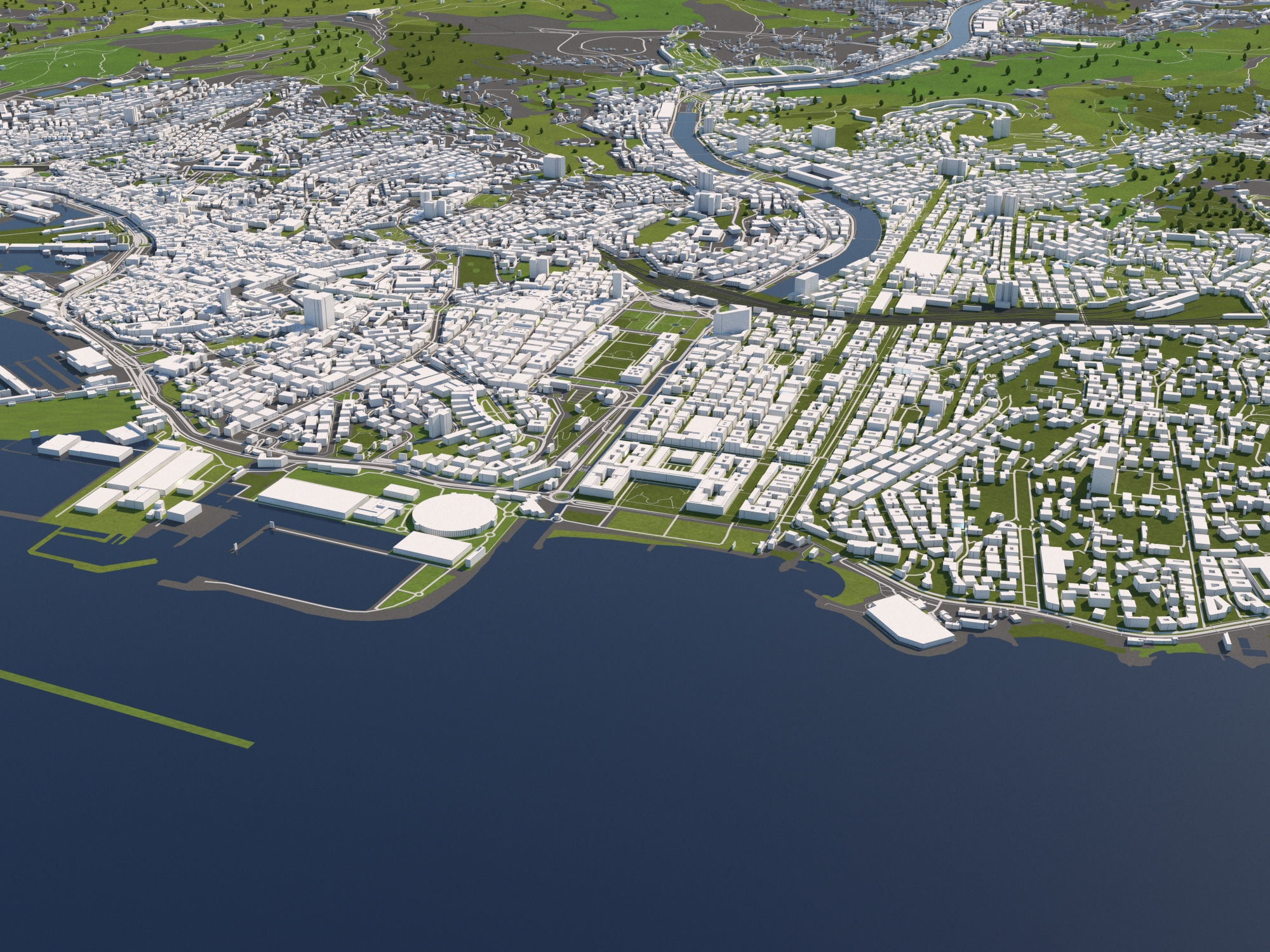 Genoa Italy 50x50km City Map 3D Model 3D model_1