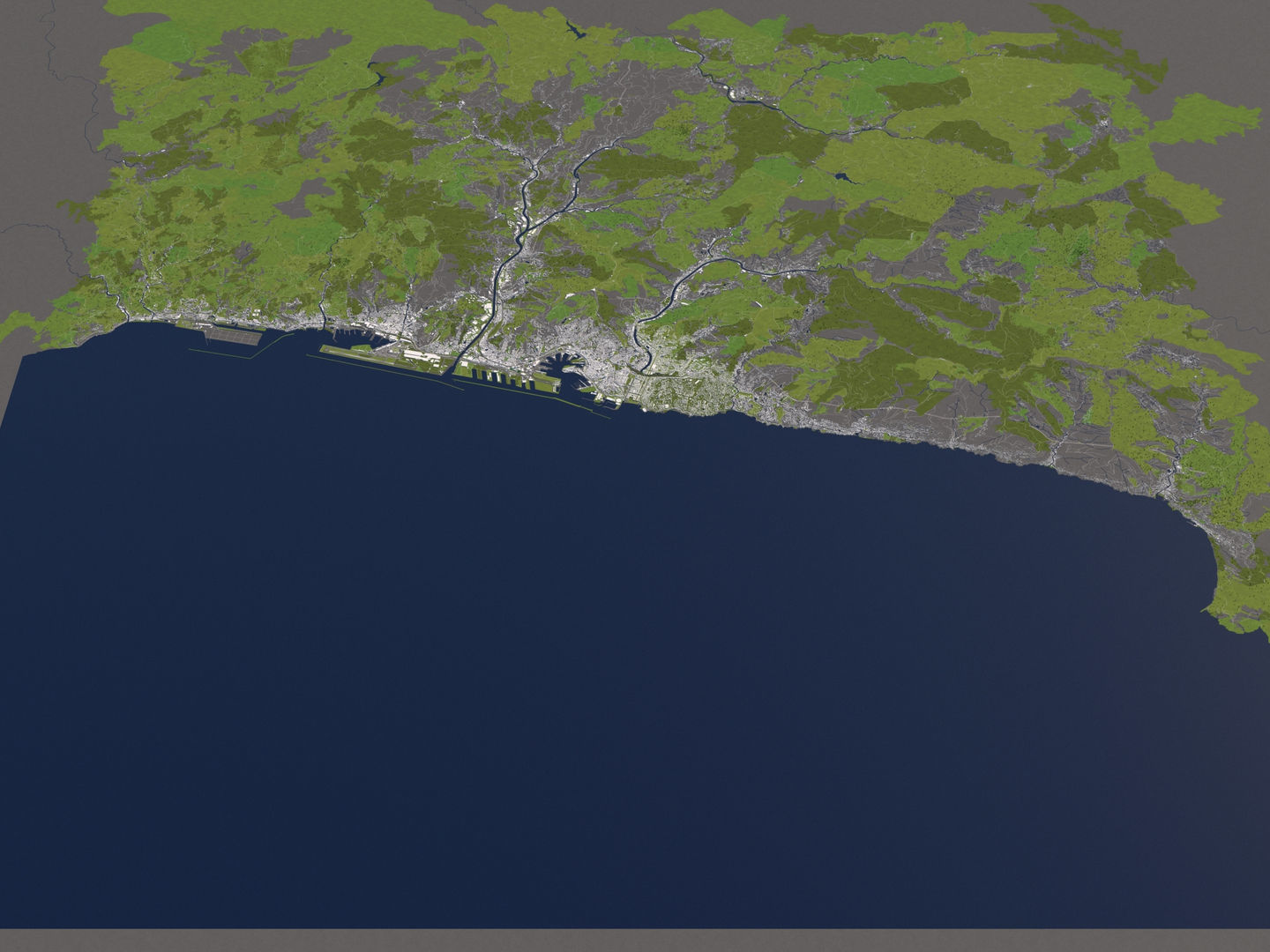 Genoa Italy 50x50km City Map 3D Model 3D model_12