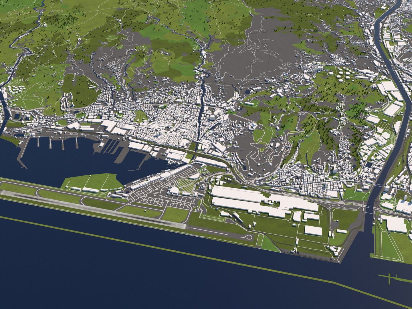 Genoa Italy 50x50km City Map 3D Model 3D model_4