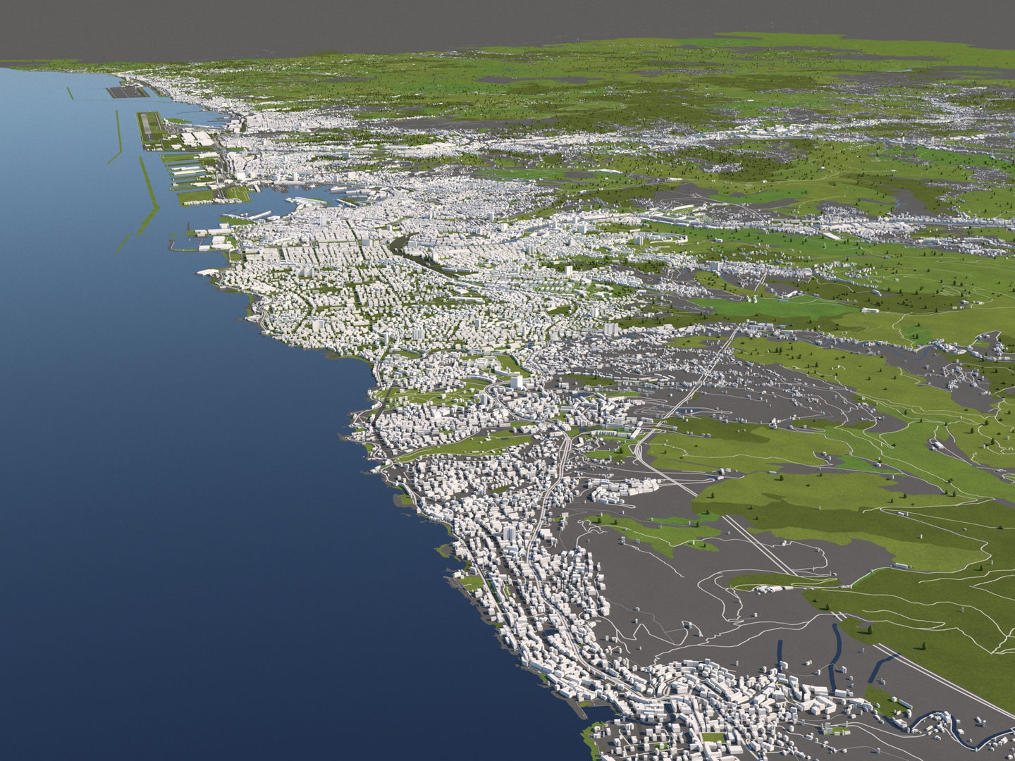 Genoa Italy 50x50km City Map 3D Model 3D model_6