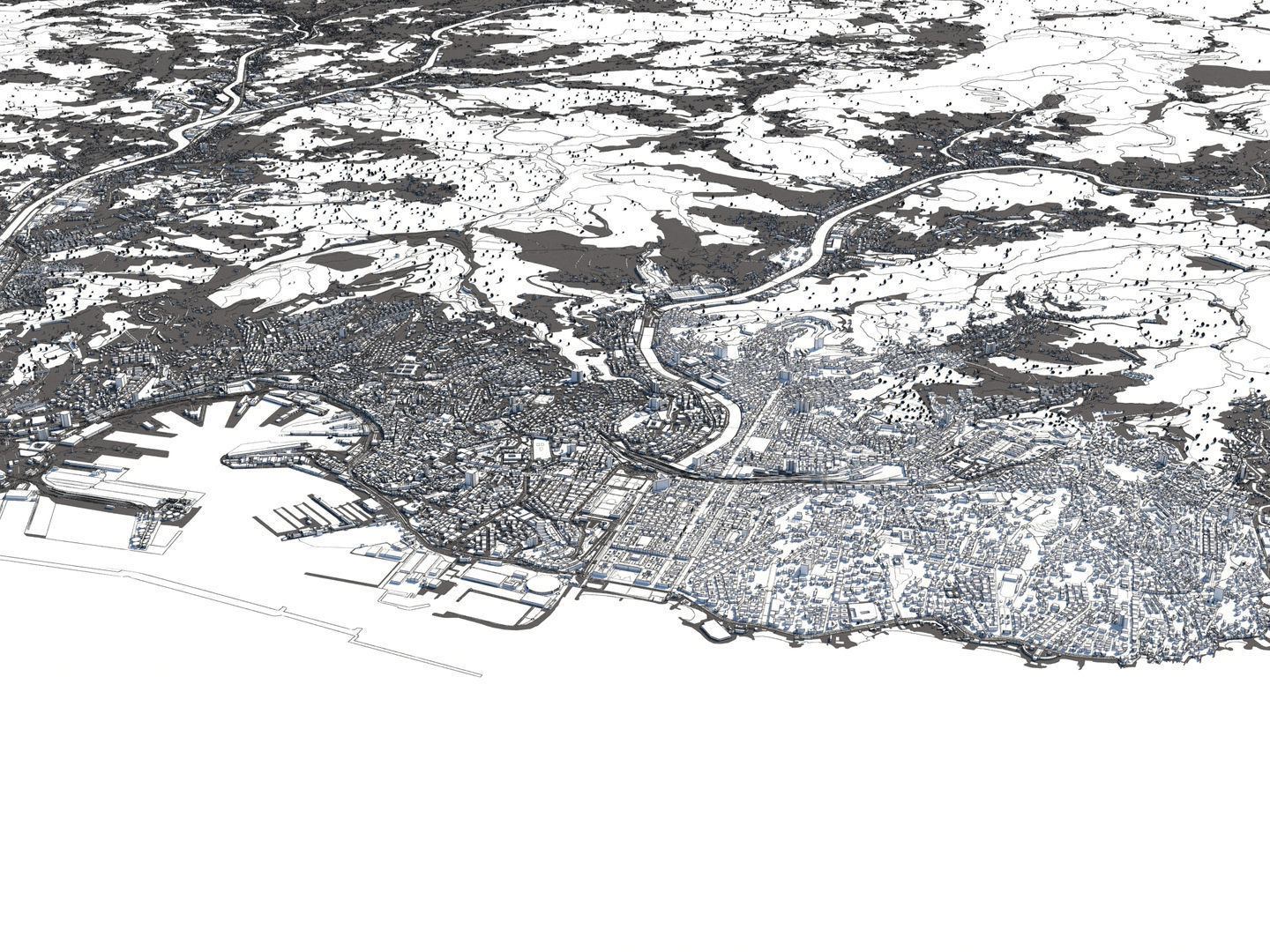 Genoa Italy 50x50km City Map 3D Model 3D model_16