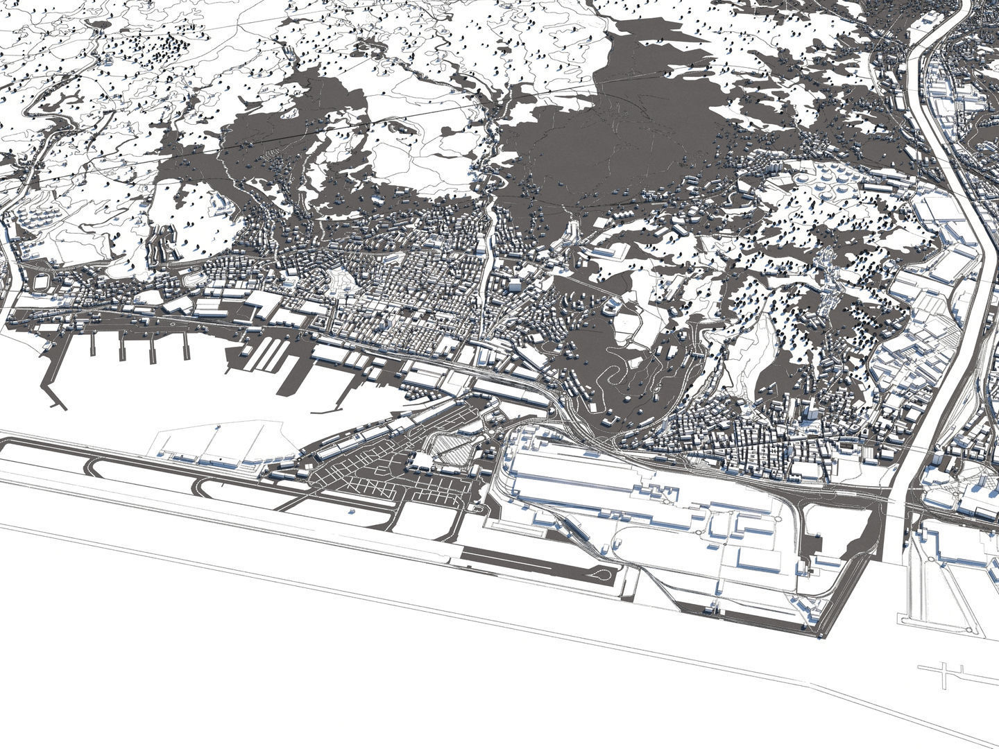 Genoa Italy 50x50km City Map 3D Model 3D model_24