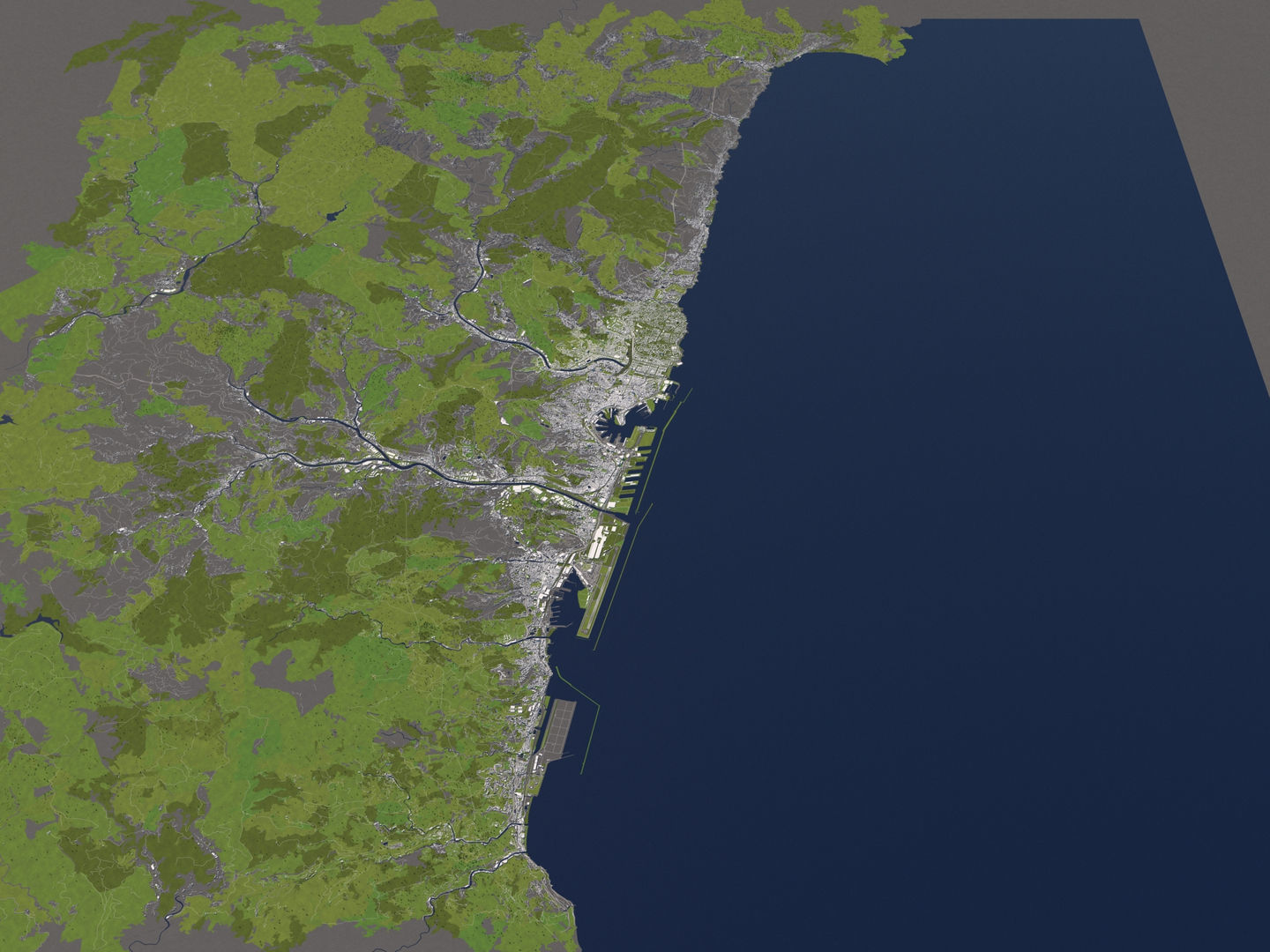 Genoa Italy 50x50km City Map 3D Model 3D model_13