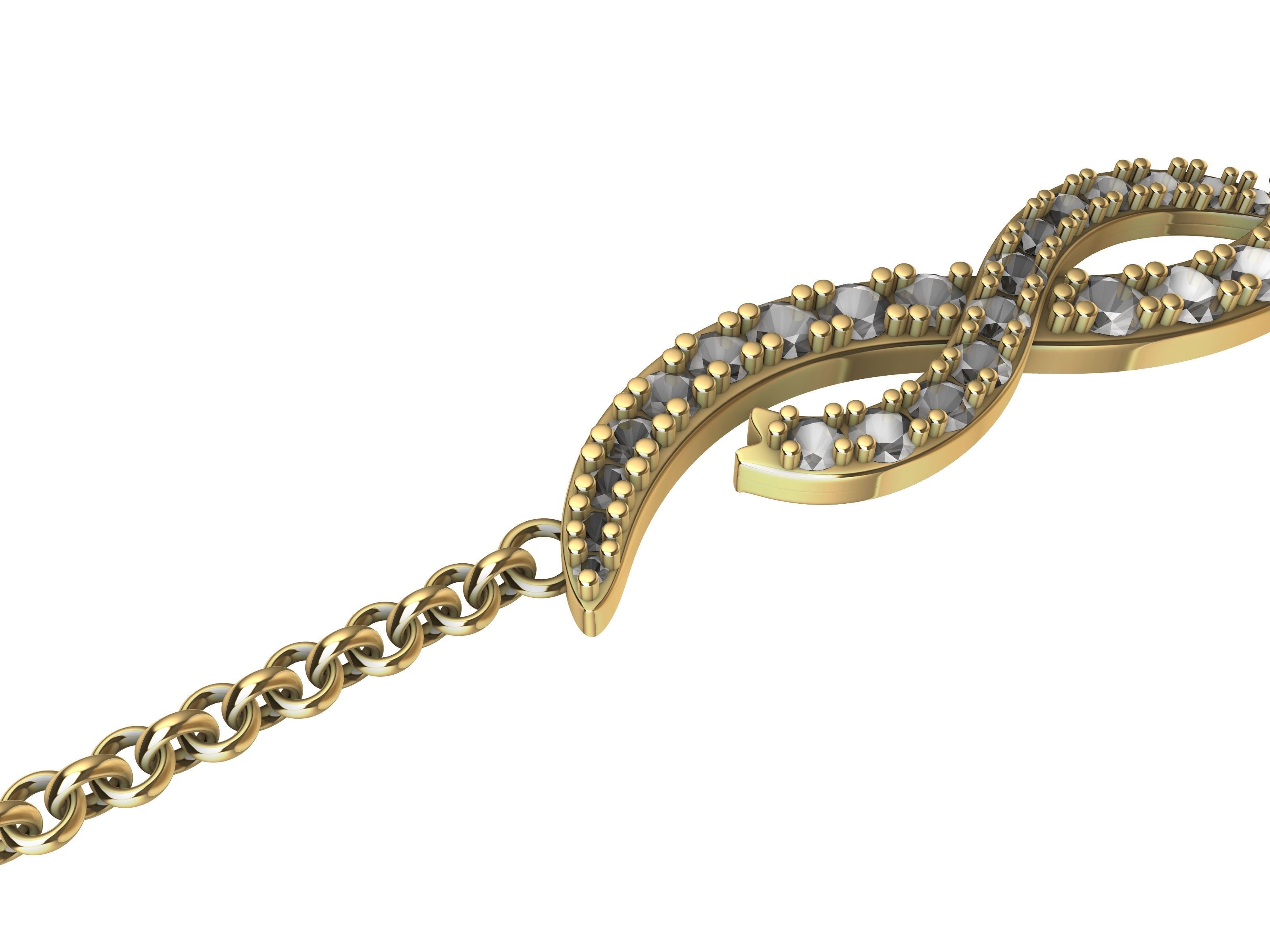 intertwined lines bracelet with magnetic clasp stl verified 3D print model_4