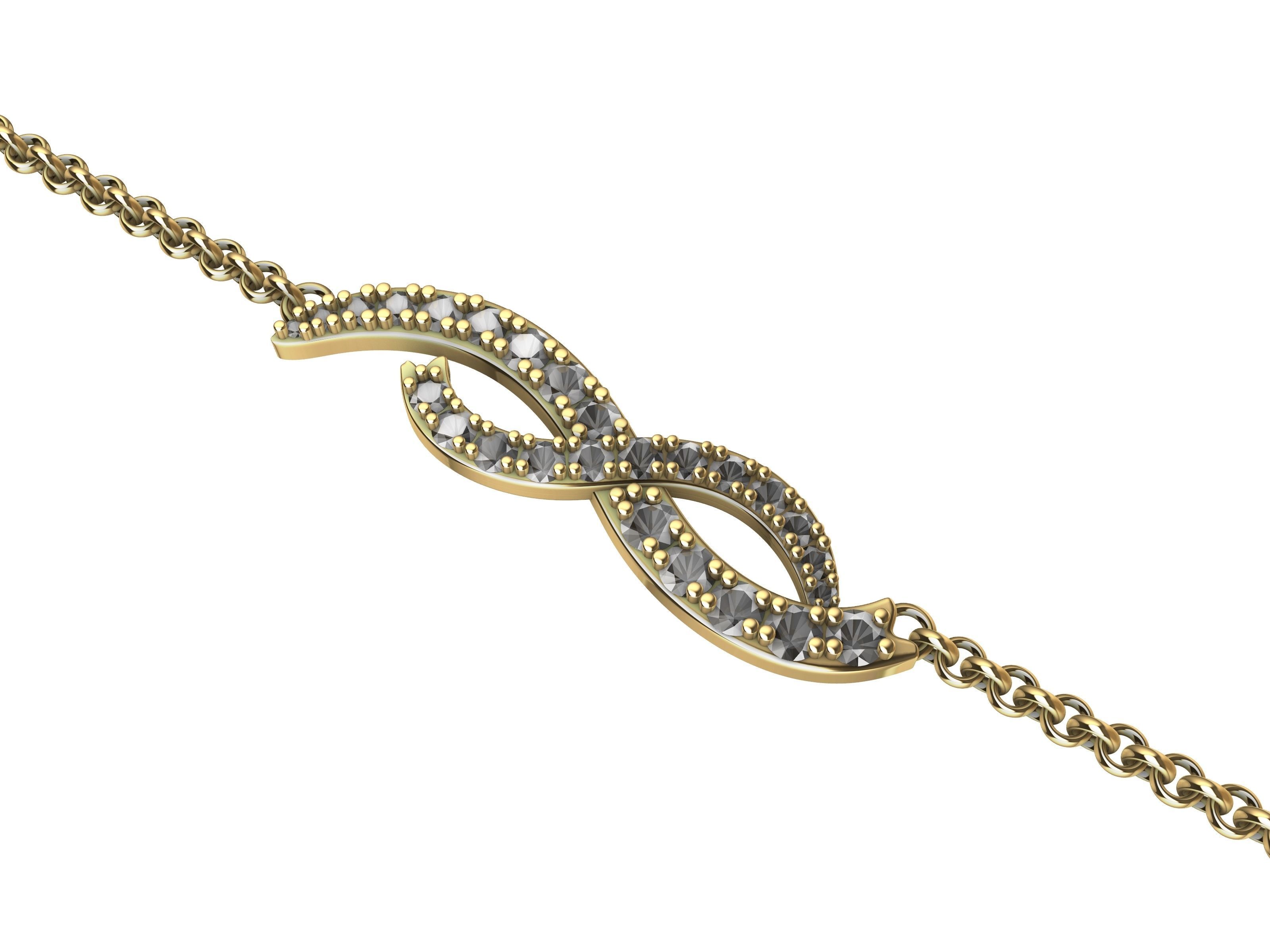 intertwined lines bracelet with magnetic clasp stl verified 3D print model_8