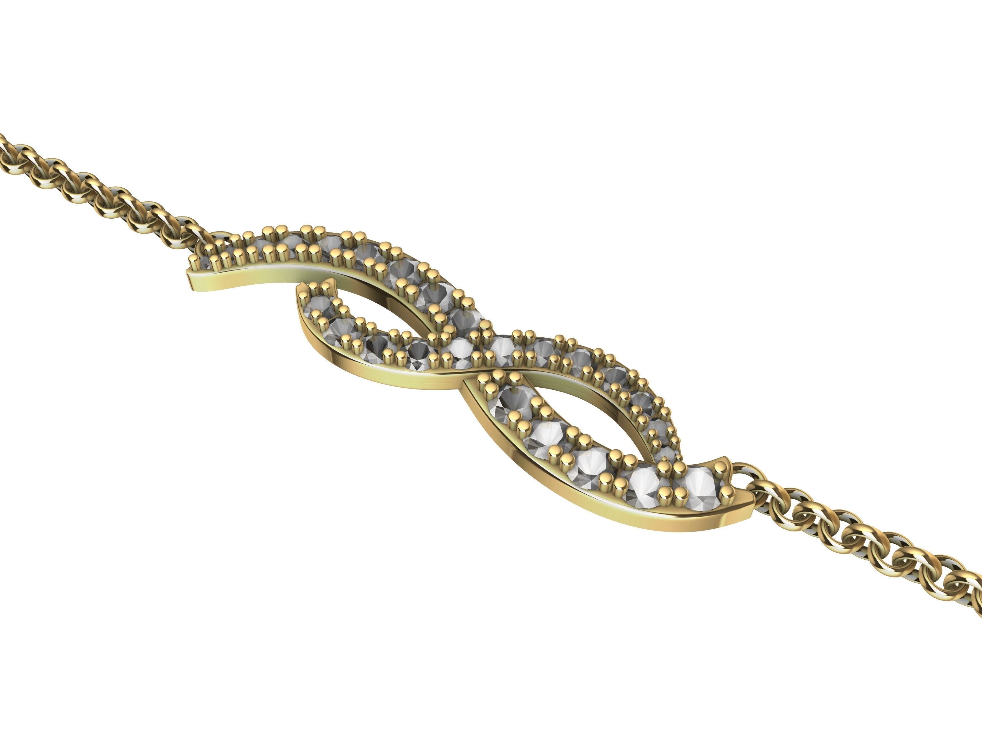 intertwined lines bracelet with magnetic clasp stl verified 3D print model_3