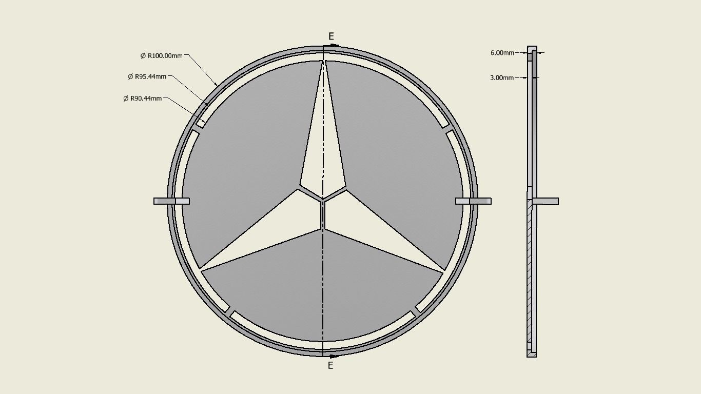 printable Mercedes Benz logo template 3D print model 3D print model_2